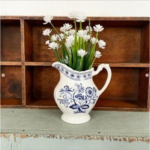 Vintage Creamer J&G Meakin England Classic White Nordic Blue White Farmhouse